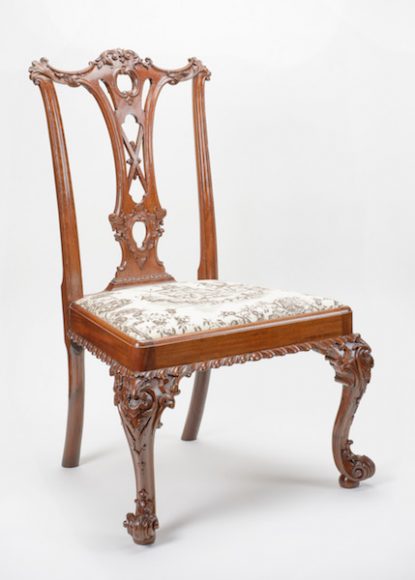 Side chair, carving attributed to Martin Jugiez, Philadelphia, Pennsylvania, 1765−75. Gift of Henry Francis du Pont 1960.1062.1. Courtesy Greenwich Decorative Arts Society.