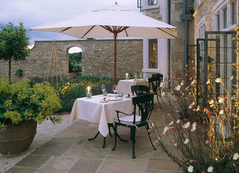 Terrace at Whatley Manor. Photographs courtesy Whatley Manor.