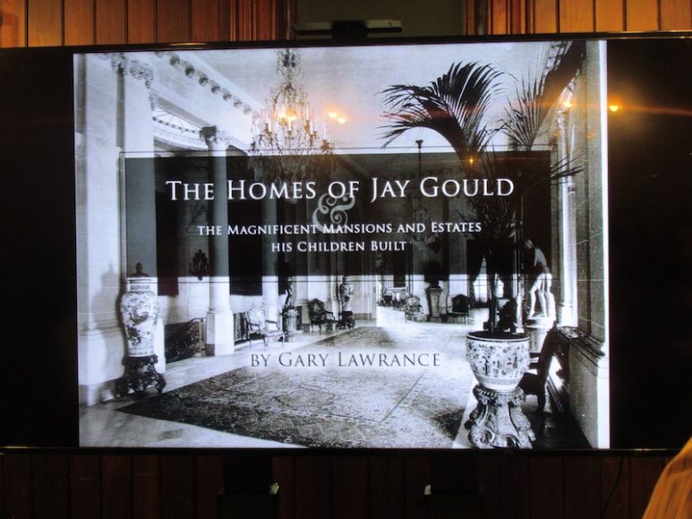 Architect, author and historian Gary Lawrance spoke about “The Homes of Jay Gould and the Magnificent Mansions and Estates His Children Built” during the April 28 “Mansions of the Gilded Age” Symposium in Tarrytown. Photograph by Mary Shustack.