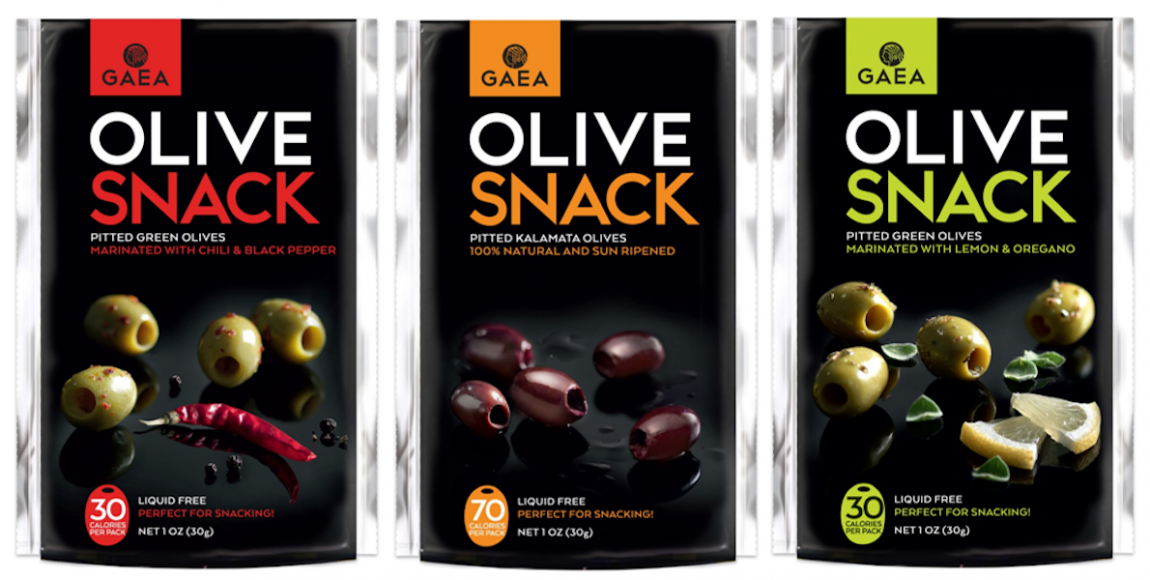 GAEA Olive Snacks offer a convenient way to take olives on the road. Courtesy GAEA.
