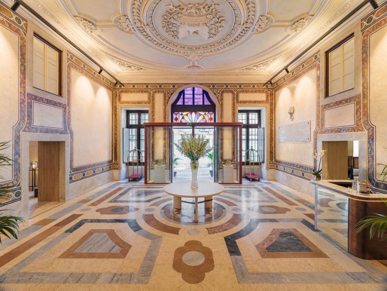 Hotel lobby, One Palácio da Anunciada. Photograph courtesy One Palácio da Anunciad.