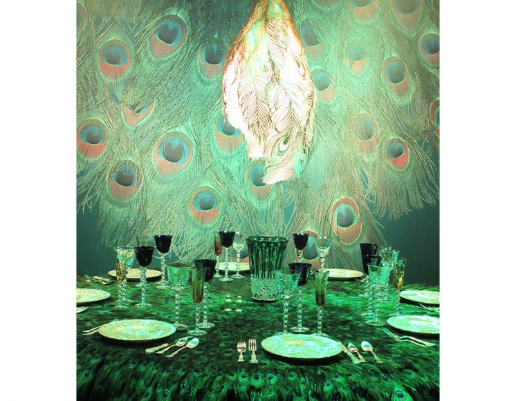 The elegant vignette created by the Rockwell Group for DIFFA’s Dining by Design paid tribute to The Peacock Room, James McNeill Whistler’s iconic Gilded Age-masterpiece of interior design. Photograph by Mary Shustack.