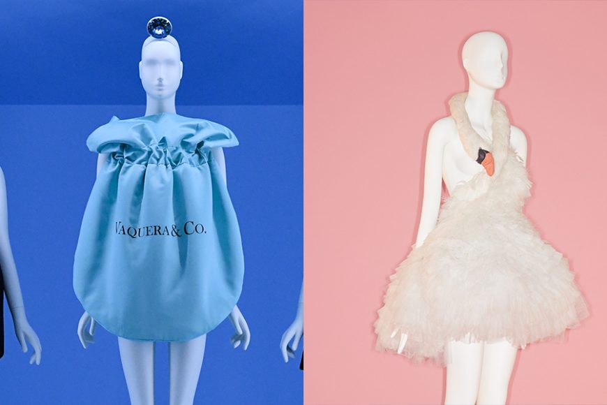 Left:The Psychopathology of Affluence. Image courtesy The Metropolitan Museum of Art, BFA.com/Zach Hilty
Right: Dress, Marjan Pejoski (British, born Macedonia, 1968), fall/winter 2000–2001; Courtesy Marjan Pejoski. Image courtesy The Metropolitan Museum of Art, Photo © Johnny Dufort, 2019.