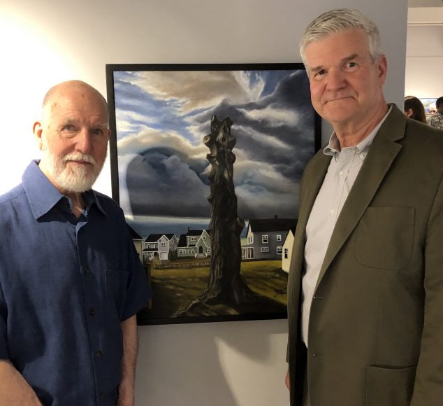 The Silvermine School of Art Student Exhibition and awards ceremony was held earlier this month in New Canaan. Steve Magee of Fairfield, right, who earned an honorable mention in painting, is pictured with instructor Alex McFarlane. Courtesy Silvermine Arts Center.