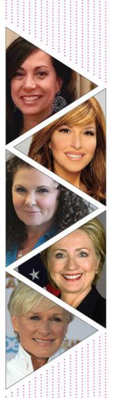 From top: Paula Callari, Mary Calvi,  Gina Cappelli, Hillary Clinton, Glenn Close.   