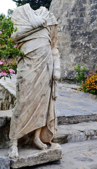 An ancient statue stands guard in Bodrum, Turkey.