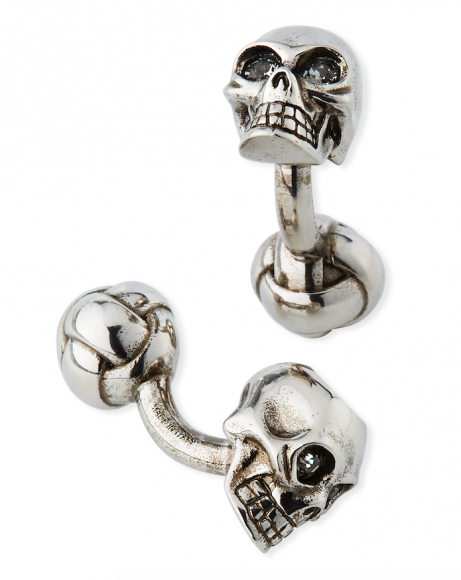 Alexander McQueen 3-D skull motif cufflinks. Courtesy Neiman Marcus.