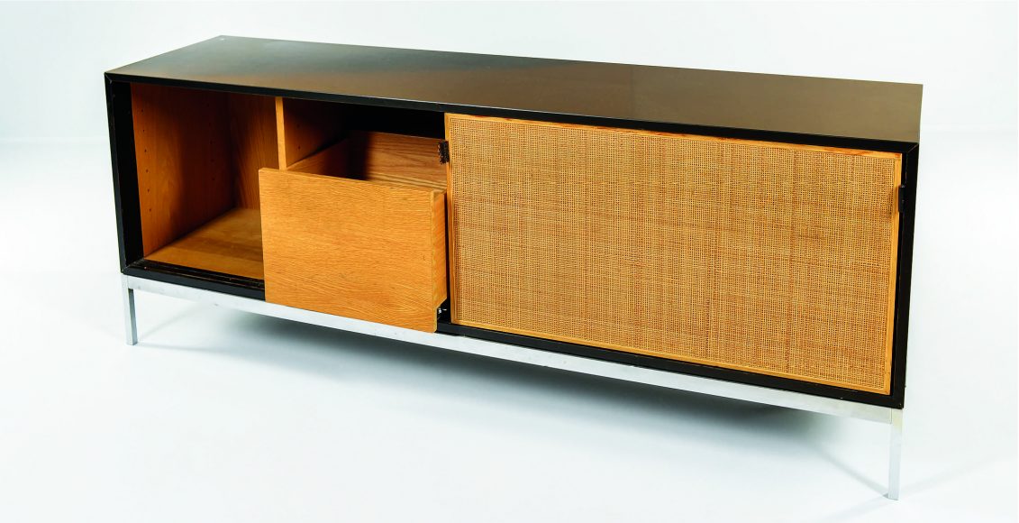 Florence Knoll’s work was pioneering. Here, a woven cane door credenza. Courtesy Skinner Inc.