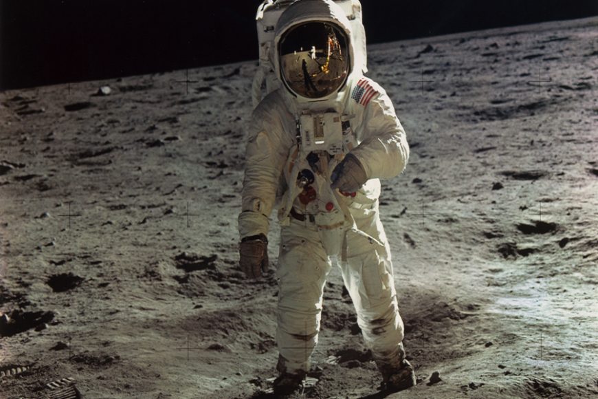 “Buzz Aldrin Walking on the Surface of the Moon Near a Leg of the Lunar Module” by Neil Armstrong of Apollo 11 (1969), dye transfer print (printed later). Part of The Metropolitan Museum of Art’s “Apollo’s Muse: The Moon in the Age of Photography” (July 3-Sept. 22). Copyright The Metropolitan Museum of Art.
 
