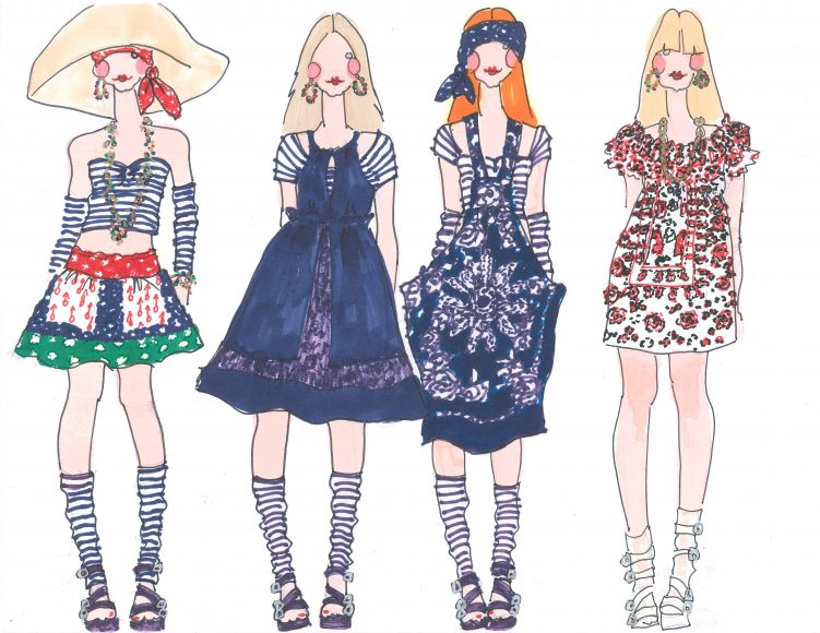 Anna Sui Spring 2017 sketch. Courtesy Museum of Arts and Design. 