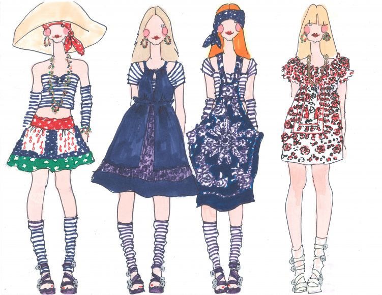 Anna Sui Spring 2017 sketch. Courtesy Museum of Arts and Design.