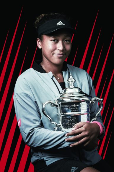Naomi Osaka at last year’s US Open with the Women’s Singles Championship trophy. Photograph by Jennifer Pottheiser. Images courtesy United States Tennis Association.