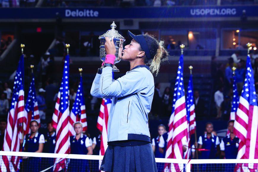 Naomi Osaka after she won the 2018 US Open Women’s Singles Championship. Photograph by Darren Carroll.