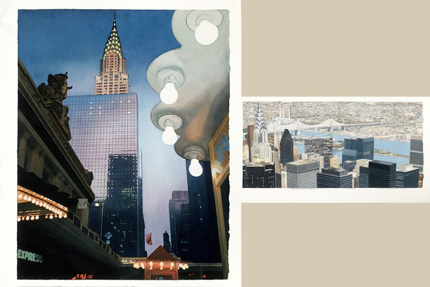 Leigh Behnke (b. 1946). “Chrysler Building,” 1996. Watercolor on two pieces of heavy watercolor paper with deckled edges. New-York Historical Society, Gift of Lawrence L. Di Carlo, 2006.29. Courtesy New-York Historical Society Museum & Library. 