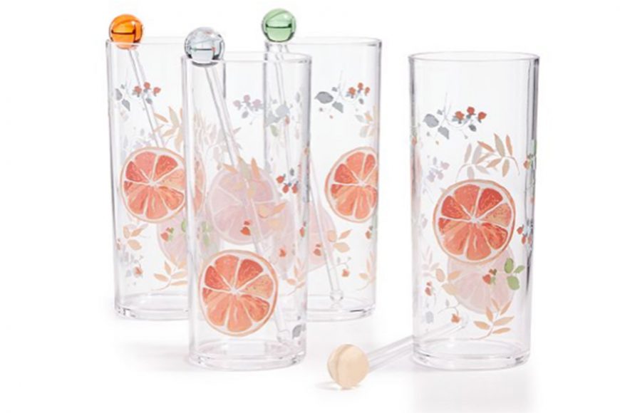 Citrus Tom Collins Glasses, Set of four. Courtesy Macy's.