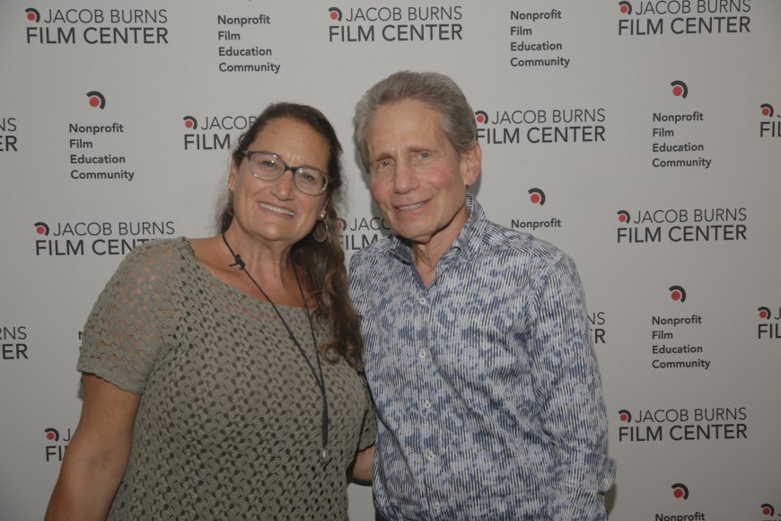 Jacob Burns Film Center programmer Karen Sloe Goodman and radio personality Dennis Elsas, who teamed up for a post-screening discussion of “Echo in the Canyon” on July 29 at the Pleasantville film center. Photograph by Thomas Rubino. Courtesy Jacob Burns Film Center.