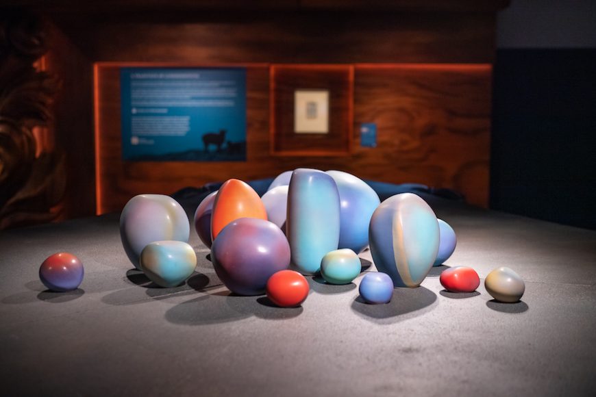 “Evensong” from the “Devils Marbles” series, a ceramic work featuring glazed porcelain pieces by Pippin Drysdale, is featured in “Treasures from Chatsworth: The Exhibition” at Sotheby’s in Manhattan. Courtesy Sotheby’s/Photographer: Julian Cassady.