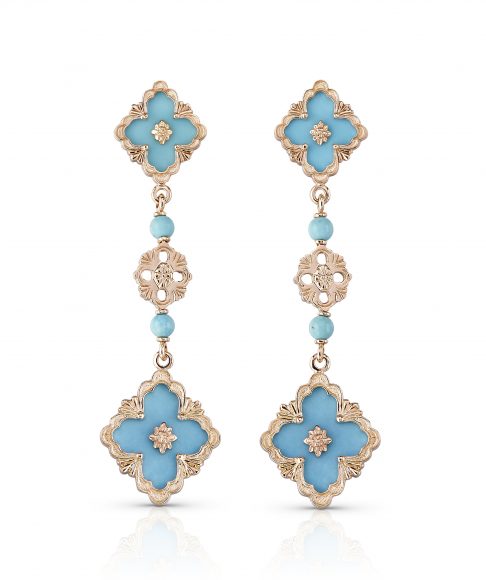 JAUEAR015075 - Opera Pendant Earrings in 18-karat pink gold with turquoise, $8,300.