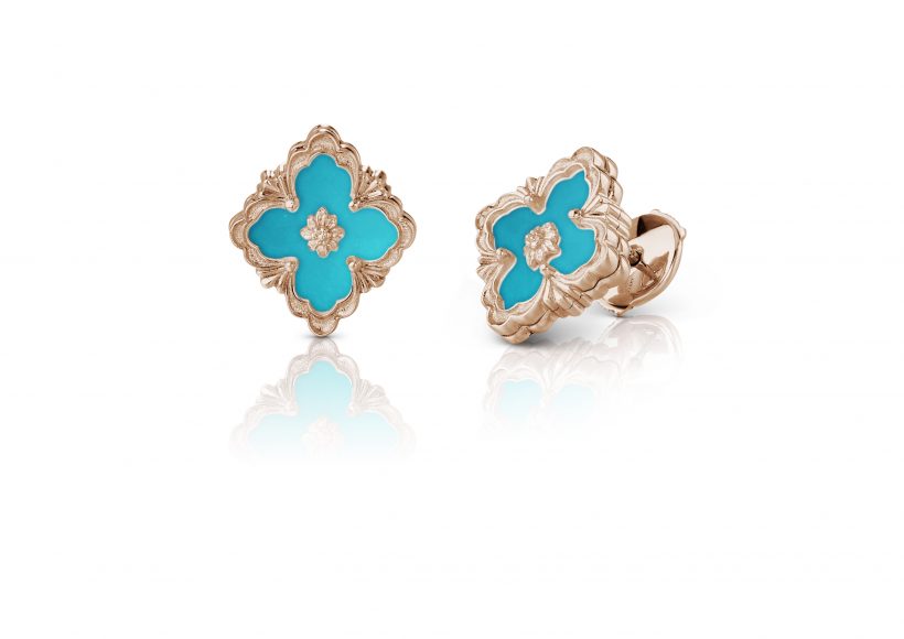 JAUEAR015092 - Opera Small Button Stud Earrings in 18-karat pink gold with turquoise, $3,400.