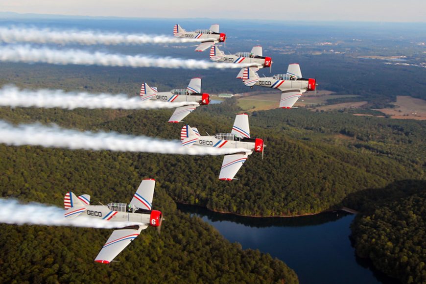 The GEICO Skytypers Air Show Team is a leading vintage air show performance squadron.
