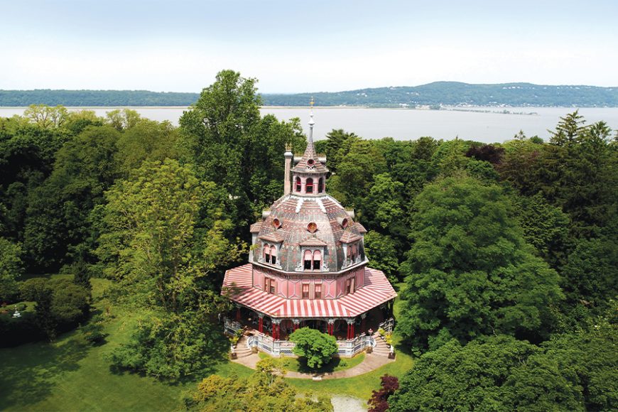 Aerial view of the Armour-Stiner Octagon House. Courtesy the Armour-Stiner Octagon House.