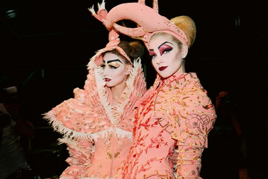 “Planet Botticelli,” John Galliano’s Haute Couture Collection, Autumn/Winter 2006-07, featuring Anne Catherine Lacroix and Jessica Stam. From Robert Fairer’s new book “John Galliano for Dior.” © Robert Fairer.