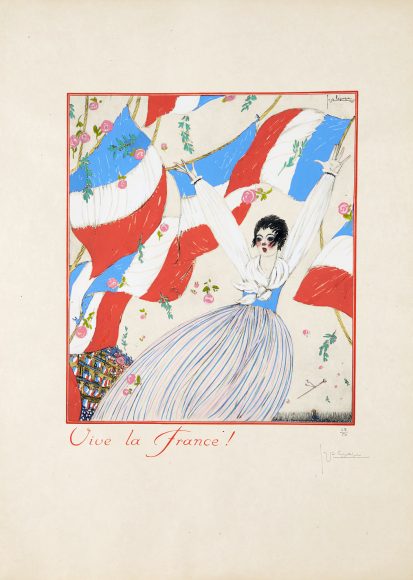 Georges Lepape. “Vive la France,” 1917. Lithograph, pochoir coloration. Diktats bookstore. Courtesy Bard Graduate Center Gallery.