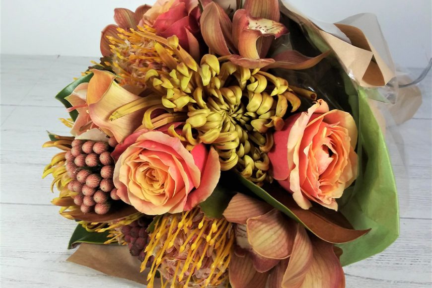 An autumnal bouquet by The Flower Bar in Larchmont. Photograph courtesy The Flower Bar.