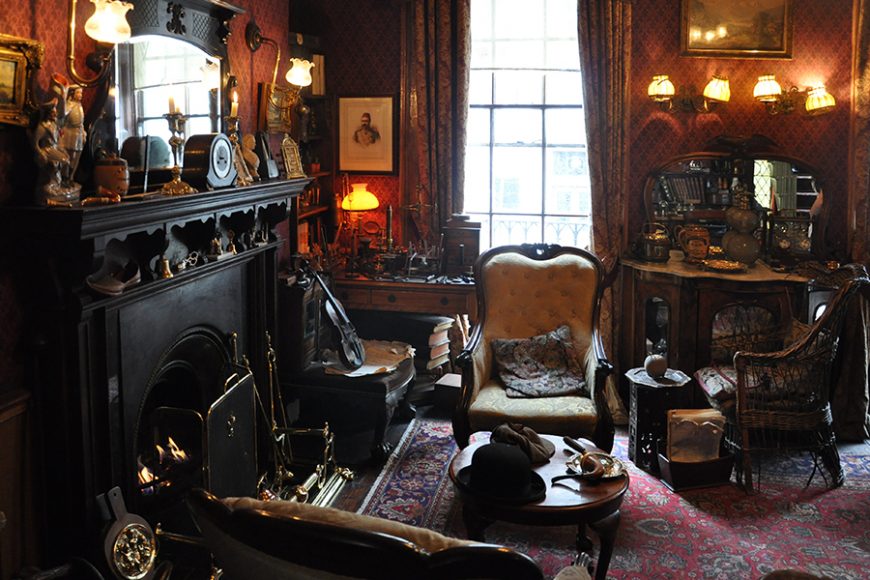 Sherlock Holmes’ “Sitting Room,” the Sherlock Holmes Museum, London.