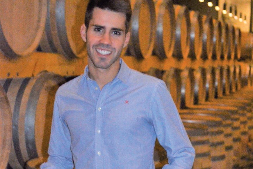 Vintner Emilio Moro's grandson, Mario Sánchez Moro, in the Cepa 21 Tempranillo barrel aging room – a must stop for wine tourists in Spain’s Ribera del Duero region. 