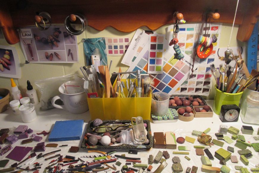 Materials, tools and inspiration fill the Carmel studio of Loretta Lam. Photograph by Mary Shustack.