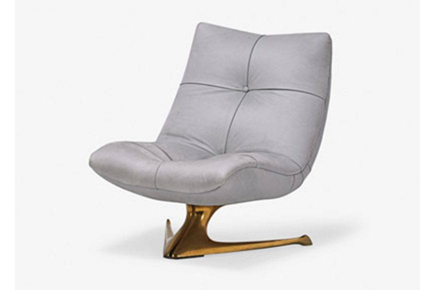 Unicorn chair with bronze base (1960s), sold for $10,625. Courtesy Rago Auctions.