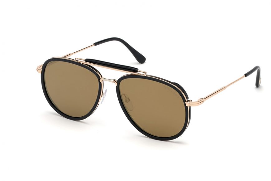 Tripp Metal and Acetate Aviator Sunglasses in black. Courtesy Neiman Marcus Westchester. 
