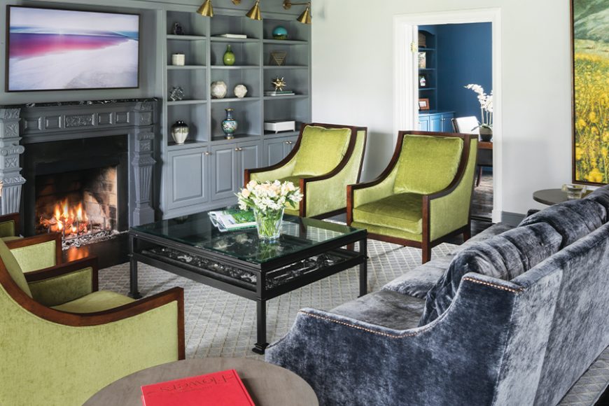 Twice as nice: Pairs of chairs add symmetry, balance and comfort in a living room. Courtesy Cami Weinstein Designs LLC.