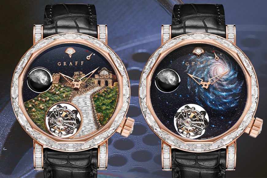 GyroGraff Great Wall of China Watch, GyroGraff Galaxy Watch. Courtesy Graff.