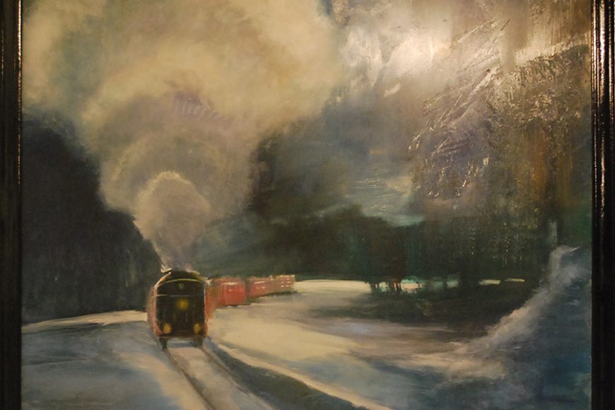 “Through The Snow” by Catherine Russell, oil/aluminum.