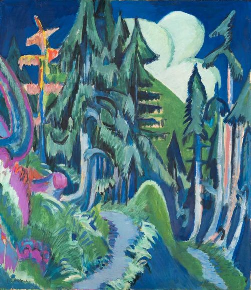Ernst Ludwig Kirchner (1880-1938), “Mountain Forest,” 1918-20. Oil on canvas. Kirchner Museum Davos, Donation of Bruhin-Valtin. Photo: © Kirchner Museum Davos, Stephan Bösch. Courtesy Neue Galerie New York.