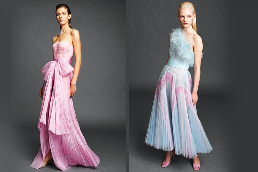 A pair of J. Mendel gowns. Photographs by Henry Lopez. Courtesy Mary Jane Denzer.