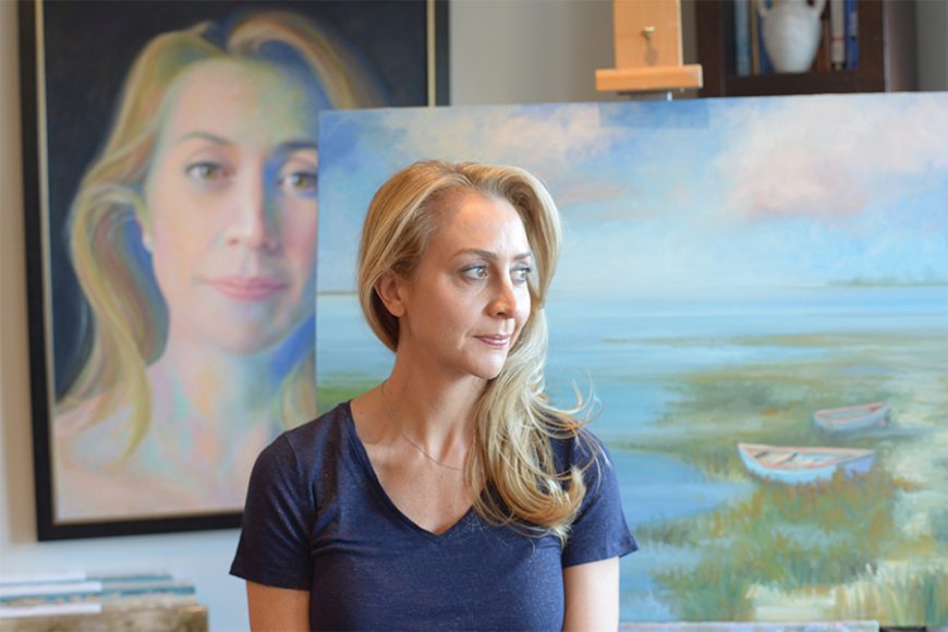 Kostakis, in front of a self-portrait. Photograph by Bob Rozycki.