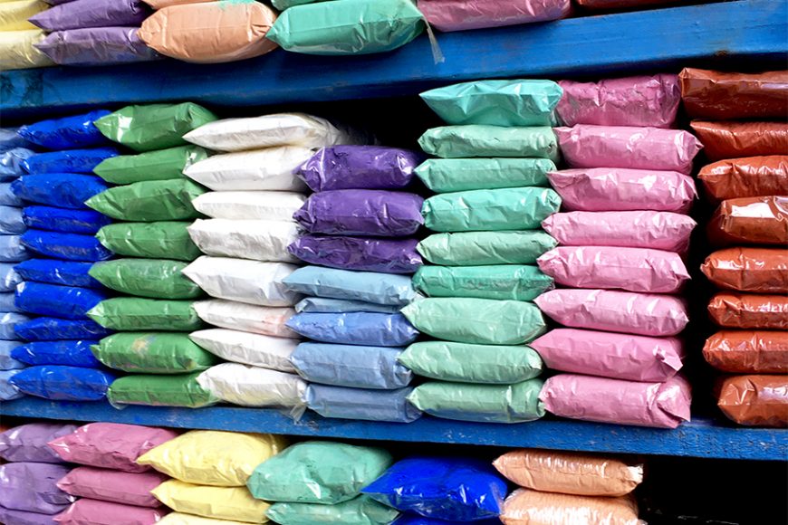 Dye packets in Tangier Medina. Courtesy Jeremy Wayne.
