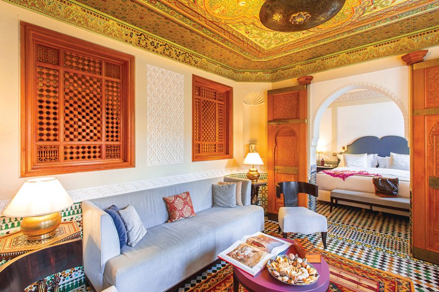 Guest Room at Palais Faraj, Fez. Courtesy Palais Faraj.
