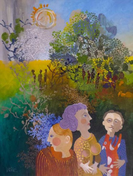 “In the Park” by Donald Alter, acrylic on canvas, 2010. Courtesy Hudson Beach Glass Gallery.