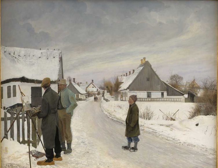 Laurits Andersen Ring’s “The Painter in the Village” (1897), oil on canvas, captures the spare beauty of Danish art.