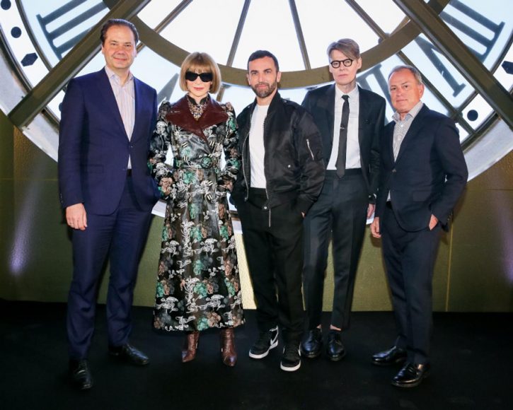 (From left) Max Hollein, Anna Wintour, Nicolas Ghesquière, Andrew Bolton and Michael Burke at The Metropolitan Museum of Art's “About Time: Fashion and Duration” advance press event.