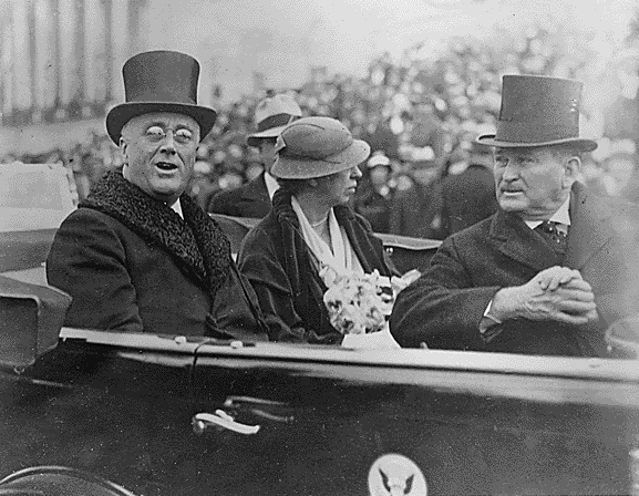  Franklin D. Roosevelt, Eleanor Roosevelt and U.S. Senate Majority Leader Joseph Robinson at FDR’s first inauguration, March 4, 1933. Courtesy National Archives and Records Administration.