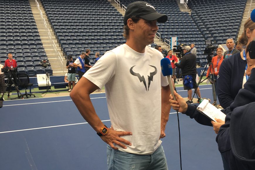 As the USTA Billie Jean King National Tennis Center becomes a makeshift hospital to battle the coronavirus, we hope you enjoy these scenes from last year’s Media Day at the US Open. Rafael Nadal talks with reporters at the US Open’s Media Day last year.