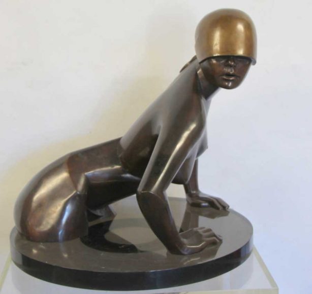 Gerald Laing’s “An American Girl” (1978), signed “Galina” series bronze. ($20,000 to $50,000 estimate).