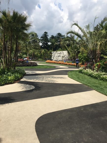 This mosaic pattern and subtropical display outside the Enid A. Haupt Conservatory were part of the celebration of Brazilian landscape architect Roberto Burle Marx at the New York Botanical Garden last summer. Photograph by Georgette Gouveia.