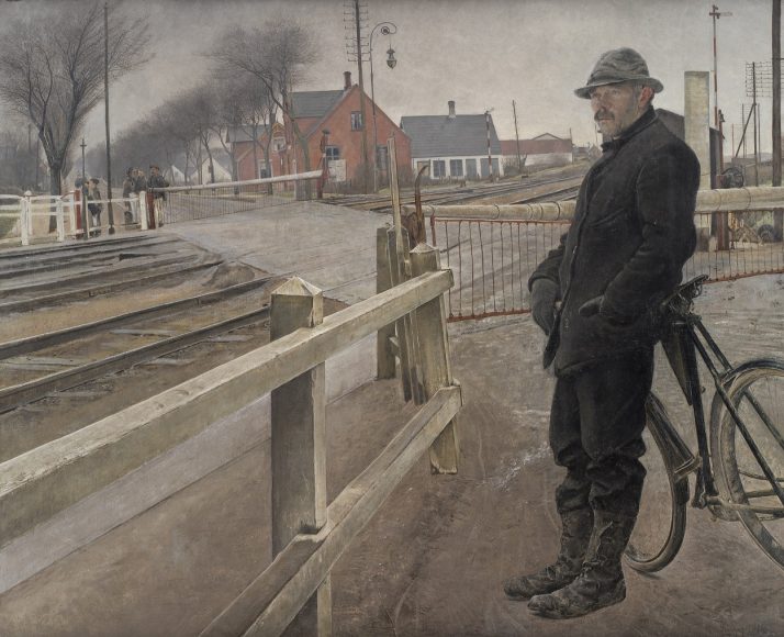 Laurits Andersen Ring's "Waiting for the Train. Level Crossing by Roskilde Highway" (1914), oil on canvas. 
