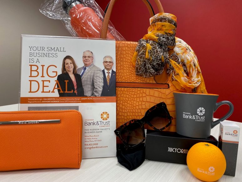 The popular Westchester Go Red for Women Purse-onality auction features handbags that reflect their contributors. Kim Griffith, vice president and Westchester County relationship manager at Orange Bank & Trust Co., has put together a Steve Madden wallet, metal water bottle, scarf, Juicy sunglasses, an Orange Bank & Trust notepad, a pen and a stress ball.